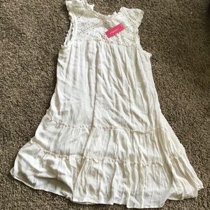 Ivory Dress with Lace Below Knee